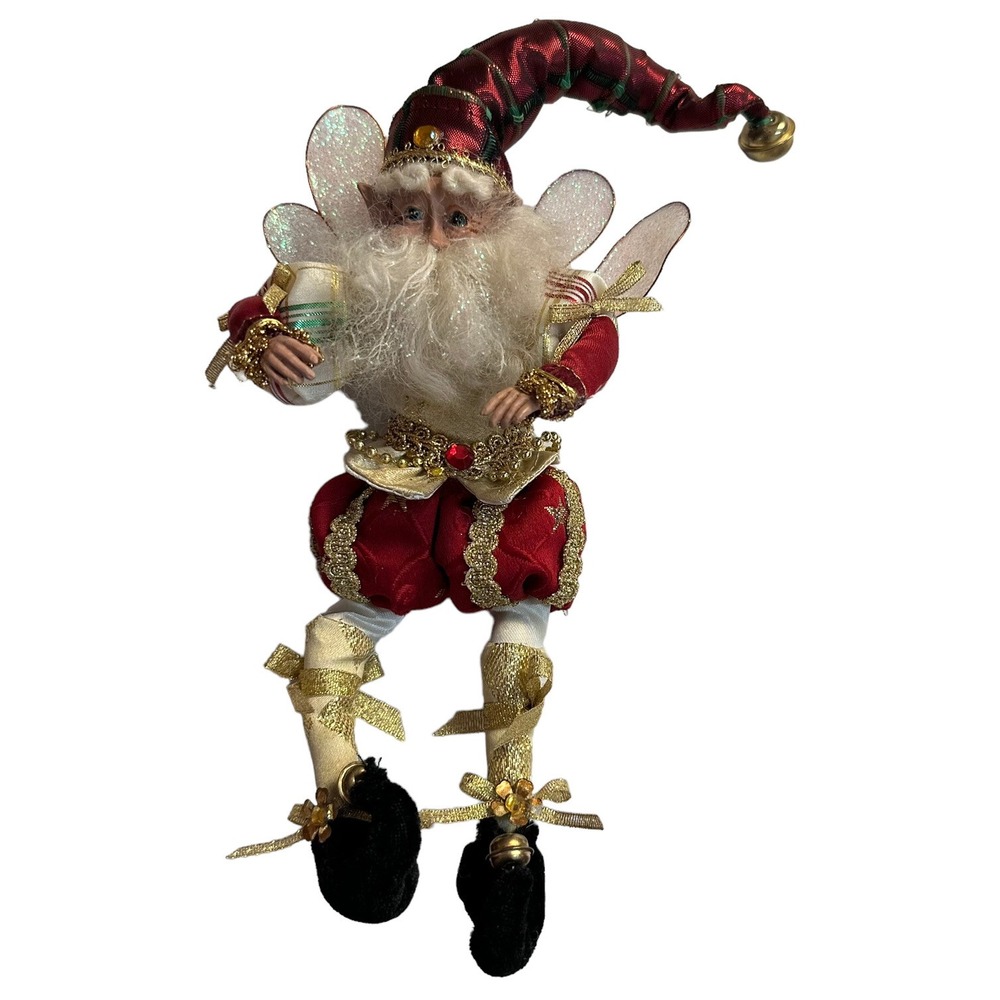 Mark Roberts Christmas Fairy Jester 10" Bells Red Gold